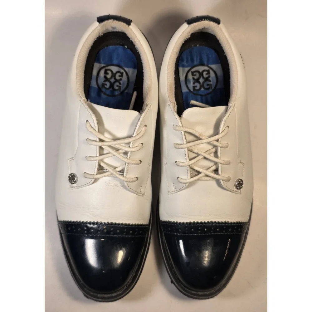 G/FORE White and Navy Two-Tone Golf Oxfords - Picture 8 of 11